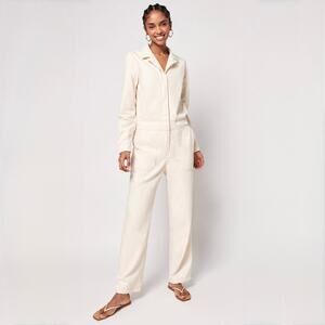 Faherty Cream Overland Twill Jumpsuit Natural Ecru Organic Cotton Utility Small